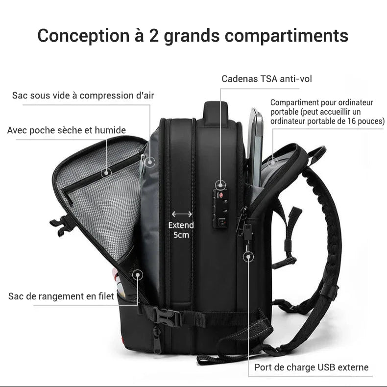 Sac à Dos Cabine à Compression Sous Vide - Extensible - 40L Lovaggo