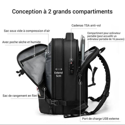 Sac à Dos Cabine à Compression Sous Vide - Extensible - 40L Lovaggo