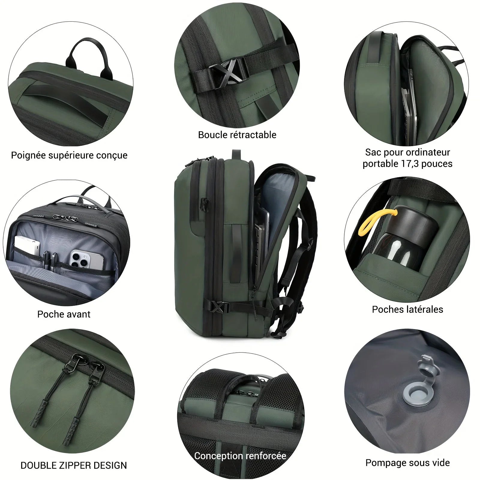 Sac à dos cabine à compression sous vide - 26L à 39L Sac cabine